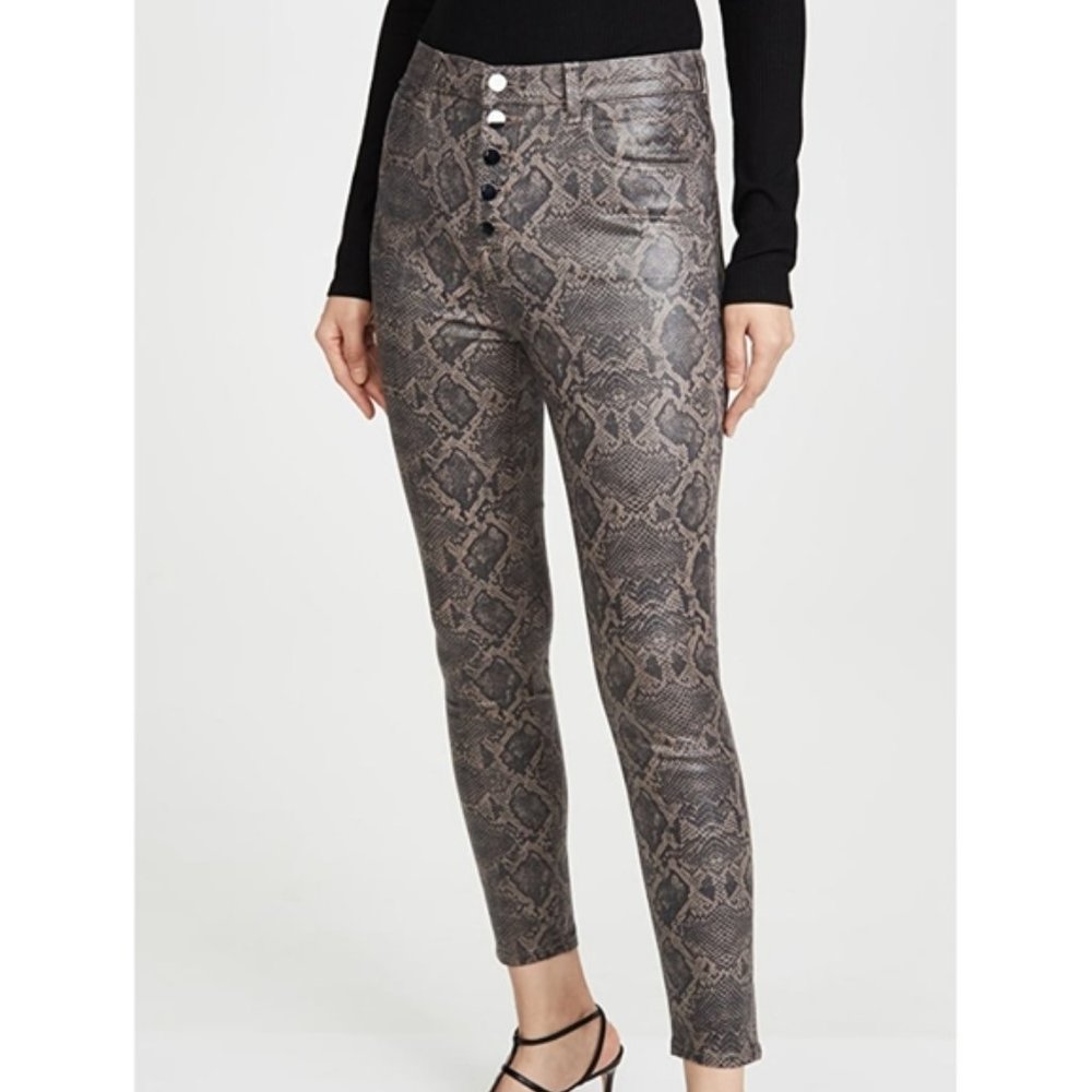 NWT J BRAND Women's Brown Lillie Coated Boa High-rise Crop Skinny Leg Jean 25